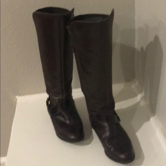 Liz Claiborne Chocolate Colored Leather Boots - Picture 2 of 5